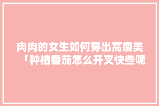 肉肉的女生如何穿出高瘦美「种植番茄怎么开叉快些呢」