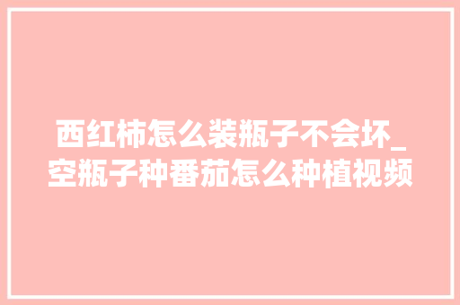 西红柿怎么装瓶子不会坏_空瓶子种番茄怎么种植视频 西红柿怎么装瓶子不会坏_空瓶子种番茄怎么种植视频 植物种类