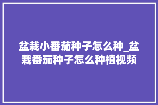 盆栽小番茄种子怎么种_盆栽番茄种子怎么种植视频 盆栽小番茄种子怎么种_盆栽番茄种子怎么种植视频 番茄种植技巧