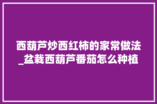 西葫芦炒西红柿的家常做法_盆栽西葫芦番茄怎么种植视频
