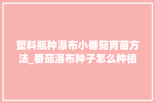 塑料瓶种瀑布小番茄育苗方法_番茄瀑布种子怎么种植的 塑料瓶种瀑布小番茄育苗方法_番茄瀑布种子怎么种植的 花朵知识