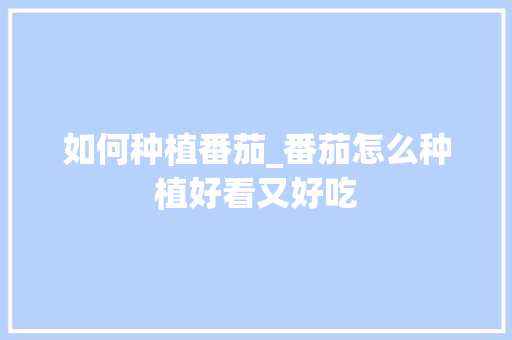 如何种植番茄_番茄怎么种植好看又好吃 如何种植番茄_番茄怎么种植好看又好吃 植物种类