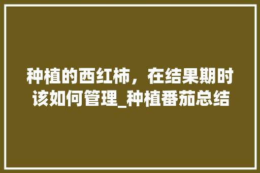 种植的西红柿，在结果期时该如何管理_种植番茄总结怎么写范文大全