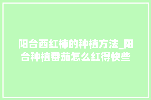 阳台西红柿的种植方法_阳台种植番茄怎么红得快些 阳台西红柿的种植方法_阳台种植番茄怎么红得快些 土壤施肥