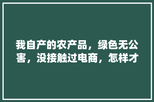 我自产的农产品，绿色无公害，没接触过电商，怎样才能做起来_无公害蔬菜种植技巧视频教程