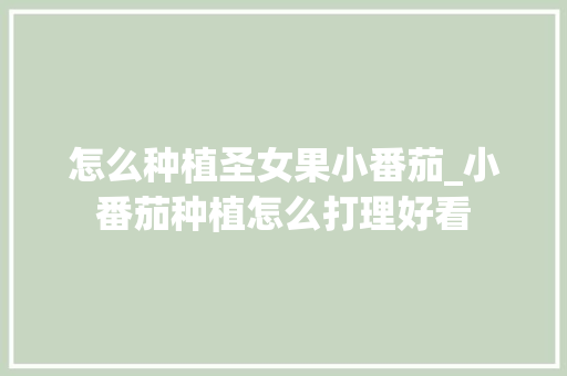 怎么种植圣女果小番茄_小番茄种植怎么打理好看 怎么种植圣女果小番茄_小番茄种植怎么打理好看 种植技巧