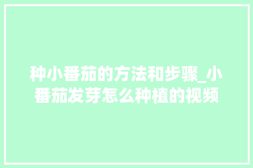种小番茄的方法和步骤_小番茄发芽怎么种植的视频 植物种类 种小番茄的方法和步骤_小番茄发芽怎么种植的视频 种小番茄的方法和步骤_小番茄发芽怎么种植的视频 植物种类