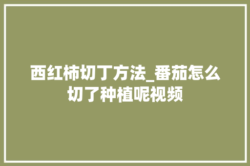 西红柿切丁方法_番茄怎么切了种植呢视频