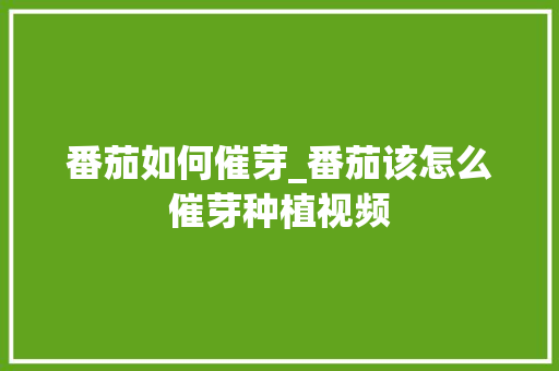 番茄如何催芽_番茄该怎么催芽种植视频 番茄如何催芽_番茄该怎么催芽种植视频 土壤施肥