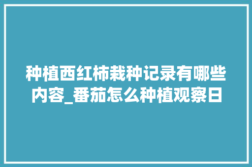 种植西红柿栽种记录有哪些内容_番茄怎么种植观察日记图片 种植西红柿栽种记录有哪些内容_番茄怎么种植观察日记图片 番茄病虫害防治
