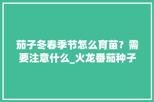 茄子冬春季节怎么育苗？需要注意什么_火龙番茄种子怎么种植视频 茄子冬春季节怎么育苗？需要注意什么_火龙番茄种子怎么种植视频 种植技巧