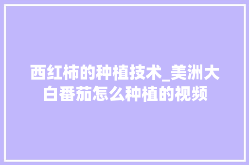 西红柿的种植技术_美洲大白番茄怎么种植的视频 花朵知识 西红柿的种植技术_美洲大白番茄怎么种植的视频 西红柿的种植技术_美洲大白番茄怎么种植的视频 花朵知识