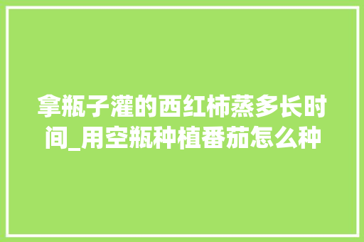 拿瓶子灌的西红柿蒸多长时间_用空瓶种植番茄怎么种植视频