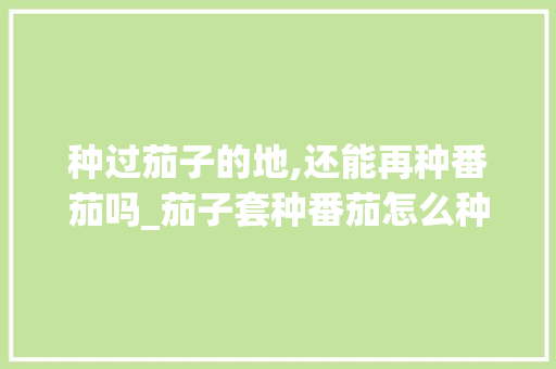 种过茄子的地,还能再种番茄吗_茄子套种番茄怎么种植视频 种过茄子的地,还能再种番茄吗_茄子套种番茄怎么种植视频 农业常识