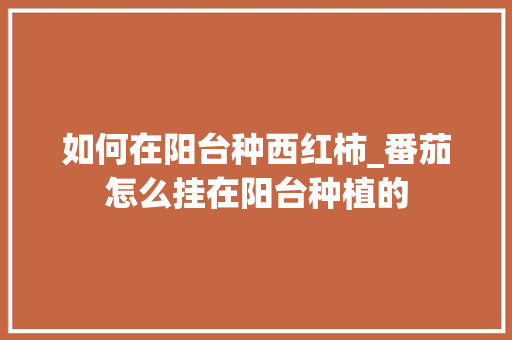 如何在阳台种西红柿_番茄怎么挂在阳台种植的 如何在阳台种西红柿_番茄怎么挂在阳台种植的 番茄种植技巧