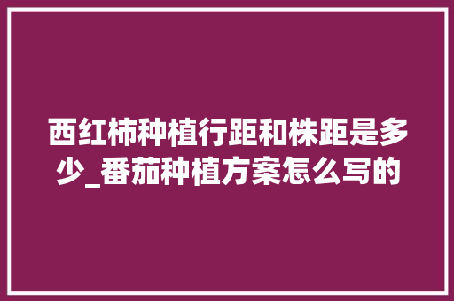 西红柿种植行距和株距是多少_番茄种植方案怎么写的