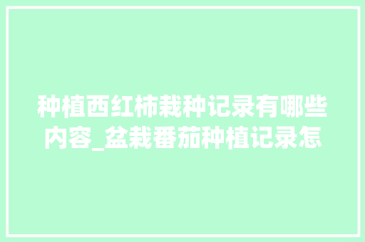 种植西红柿栽种记录有哪些内容_盆栽番茄种植记录怎么写的