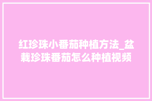红珍珠小番茄种植方法_盆栽珍珠番茄怎么种植视频 红珍珠小番茄种植方法_盆栽珍珠番茄怎么种植视频 植物种类