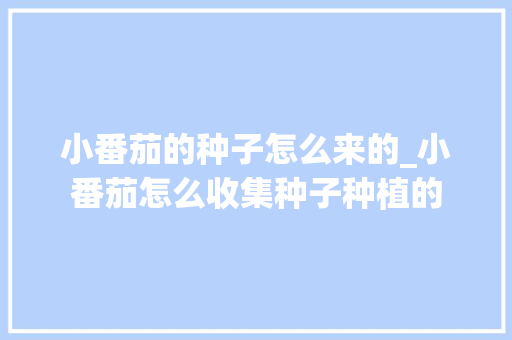 小番茄的种子怎么来的_小番茄怎么收集种子种植的 小番茄的种子怎么来的_小番茄怎么收集种子种植的 植物种类