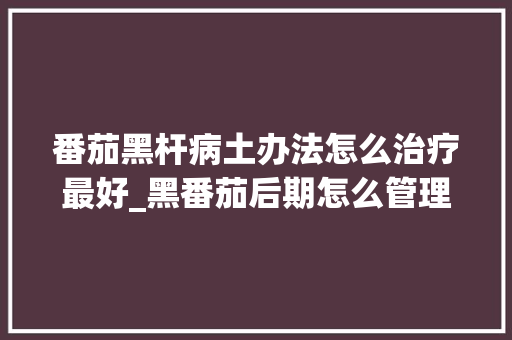 番茄黑杆病土办法怎么治疗最好_黑番茄后期怎么管理种植的