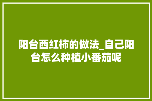 阳台西红柿的做法_自己阳台怎么种植小番茄呢 阳台西红柿的做法_自己阳台怎么种植小番茄呢 番茄种植技巧
