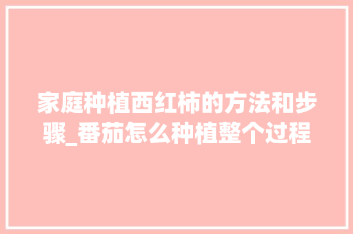 家庭种植西红柿的方法和步骤_番茄怎么种植整个过程视频 家庭种植西红柿的方法和步骤_番茄怎么种植整个过程视频 花朵知识
