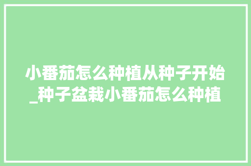 小番茄怎么种植从种子开始_种子盆栽小番茄怎么种植视频 小番茄怎么种植从种子开始_种子盆栽小番茄怎么种植视频 农业常识