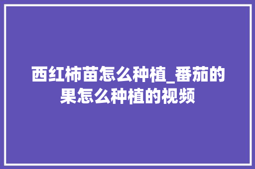 西红柿苗怎么种植_番茄的果怎么种植的视频 西红柿苗怎么种植_番茄的果怎么种植的视频 花朵知识
