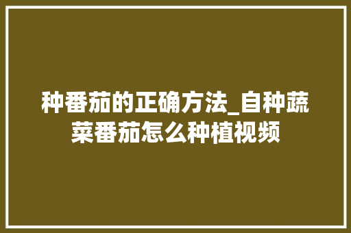 种番茄的正确方法_自种蔬菜番茄怎么种植视频 种番茄的正确方法_自种蔬菜番茄怎么种植视频 土壤施肥