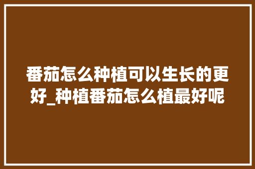 番茄怎么种植可以生长的更好_种植番茄怎么植最好呢 番茄怎么种植可以生长的更好_种植番茄怎么植最好呢 种植技巧