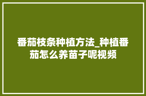 番茄枝条种植方法_种植番茄怎么养苗子呢视频 番茄枝条种植方法_种植番茄怎么养苗子呢视频 番茄病虫害防治