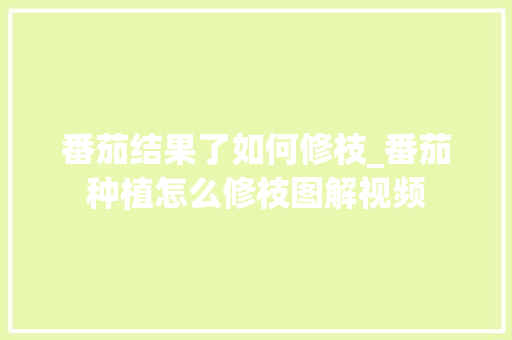 番茄结果了如何修枝_番茄种植怎么修枝图解视频 番茄结果了如何修枝_番茄种植怎么修枝图解视频 番茄种植技巧