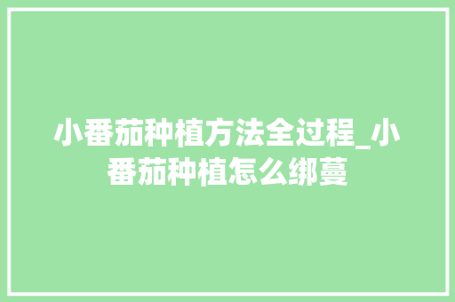 小番茄种植方法全过程_小番茄种植怎么绑蔓 小番茄种植方法全过程_小番茄种植怎么绑蔓 植物种类