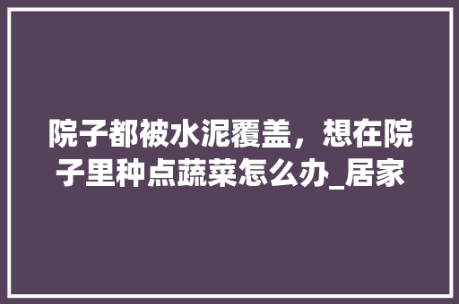 院子都被水泥覆盖，想在院子里种点蔬菜怎么办_居家蔬菜种植小技巧有哪些
