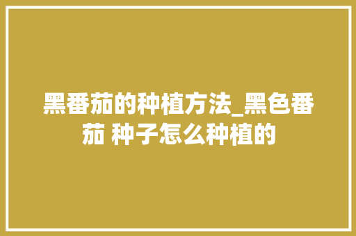 黑番茄的种植方法_黑色番茄 种子怎么种植的 黑番茄的种植方法_黑色番茄 种子怎么种植的 植物种类
