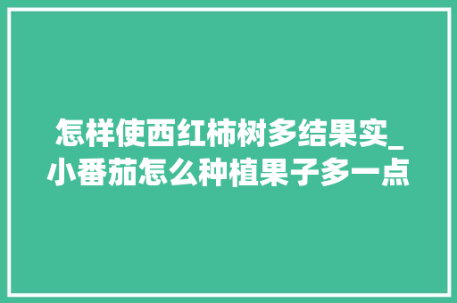 怎样使西红柿树多结果实_小番茄怎么种植果子多一点