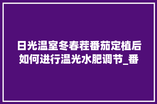 日光温室冬春茬番茄定植后如何进行温光水肥调节_番茄温室怎么种植视频 日光温室冬春茬番茄定植后如何进行温光水肥调节_番茄温室怎么种植视频 番茄病虫害防治
