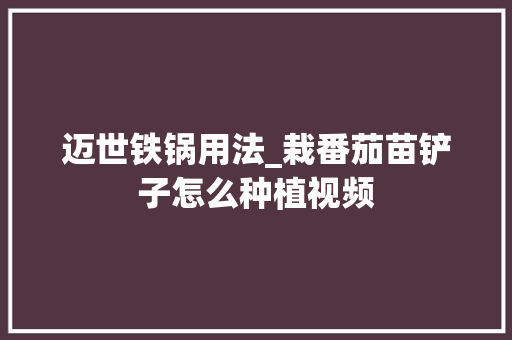 迈世铁锅用法_栽番茄苗铲子怎么种植视频