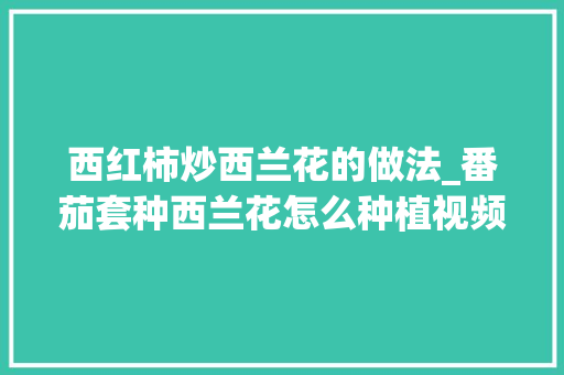 西红柿炒西兰花的做法_番茄套种西兰花怎么种植视频 西红柿炒西兰花的做法_番茄套种西兰花怎么种植视频 土壤施肥