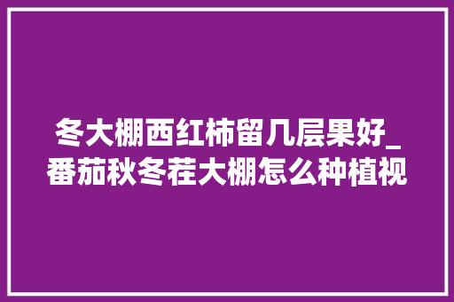 冬大棚西红柿留几层果好_番茄秋冬茬大棚怎么种植视频 冬大棚西红柿留几层果好_番茄秋冬茬大棚怎么种植视频 农业常识