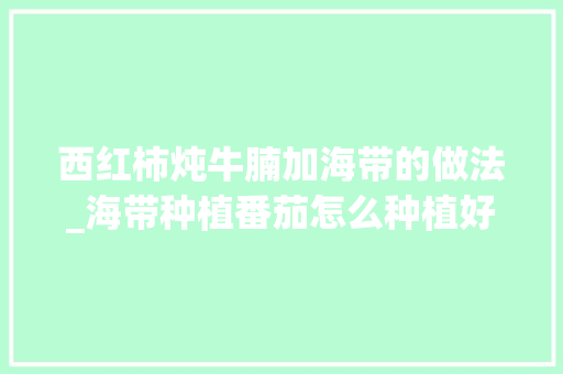 西红柿炖牛腩加海带的做法_海带种植番茄怎么种植好吃