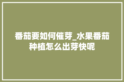 番茄要如何催芽_水果番茄种植怎么出芽快呢 番茄要如何催芽_水果番茄种植怎么出芽快呢 番茄种植技巧