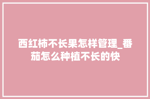 西红柿不长果怎样管理_番茄怎么种植不长的快 西红柿不长果怎样管理_番茄怎么种植不长的快 花朵知识
