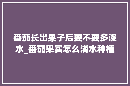 番茄长出果子后要不要多浇水_番茄果实怎么浇水种植视频 番茄长出果子后要不要多浇水_番茄果实怎么浇水种植视频 番茄病虫害防治