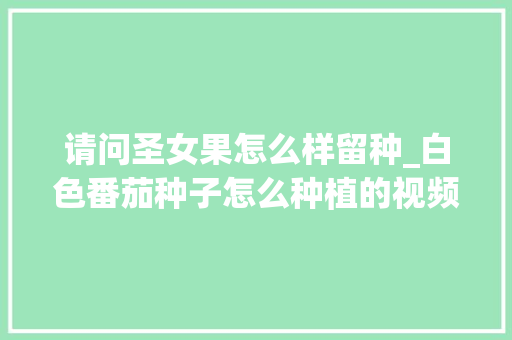 请问圣女果怎么样留种_白色番茄种子怎么种植的视频 请问圣女果怎么样留种_白色番茄种子怎么种植的视频 植物种类