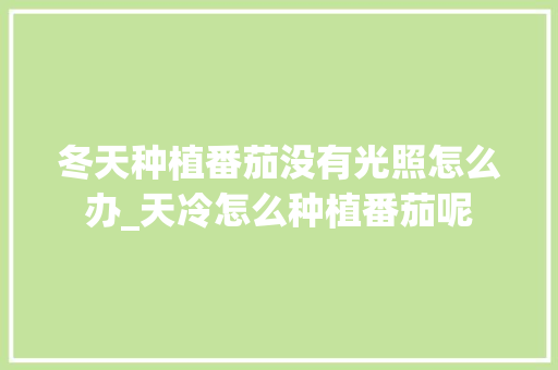 冬天种植番茄没有光照怎么办_天冷怎么种植番茄呢 冬天种植番茄没有光照怎么办_天冷怎么种植番茄呢 番茄病虫害防治