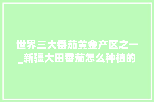 世界三大番茄黄金产区之一_新疆大田番茄怎么种植的 世界三大番茄黄金产区之一_新疆大田番茄怎么种植的 农业常识