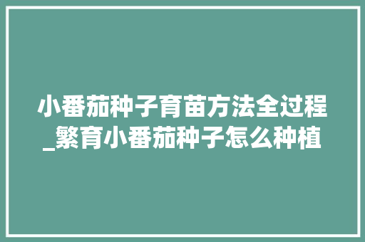 小番茄种子育苗方法全过程_繁育小番茄种子怎么种植视频 小番茄种子育苗方法全过程_繁育小番茄种子怎么种植视频 土壤施肥