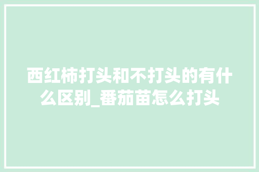 西红柿打头和不打头的有什么区别_番茄苗怎么打头