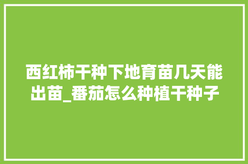 西红柿干种下地育苗几天能出苗_番茄怎么种植干种子视频 西红柿干种下地育苗几天能出苗_番茄怎么种植干种子视频 农业常识
